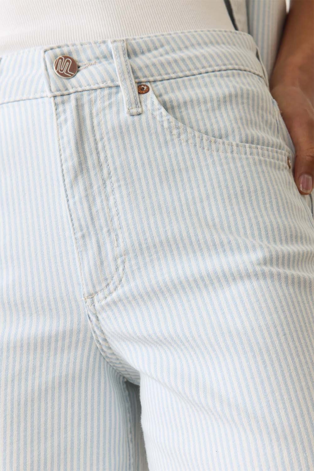Marine Layer - Charlie Wide Leg Pant - Railroad Stripe - Detail