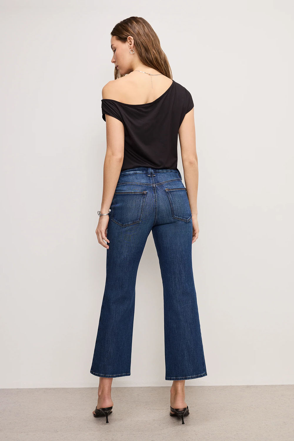 Good American - Good Legs Cropped Mini Boot - Indigo - Back