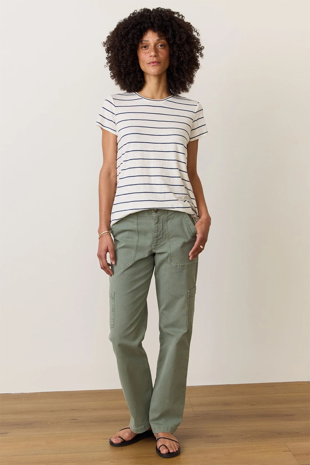 Marine Layer - Stripe Swing Crew Tee - Navy/White Stripe