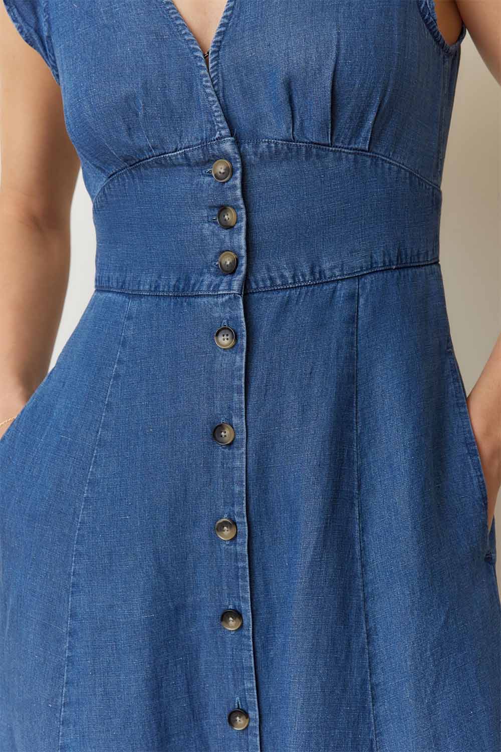 Marine Layer - Camila Midi Dress - Medium Wash - Detail