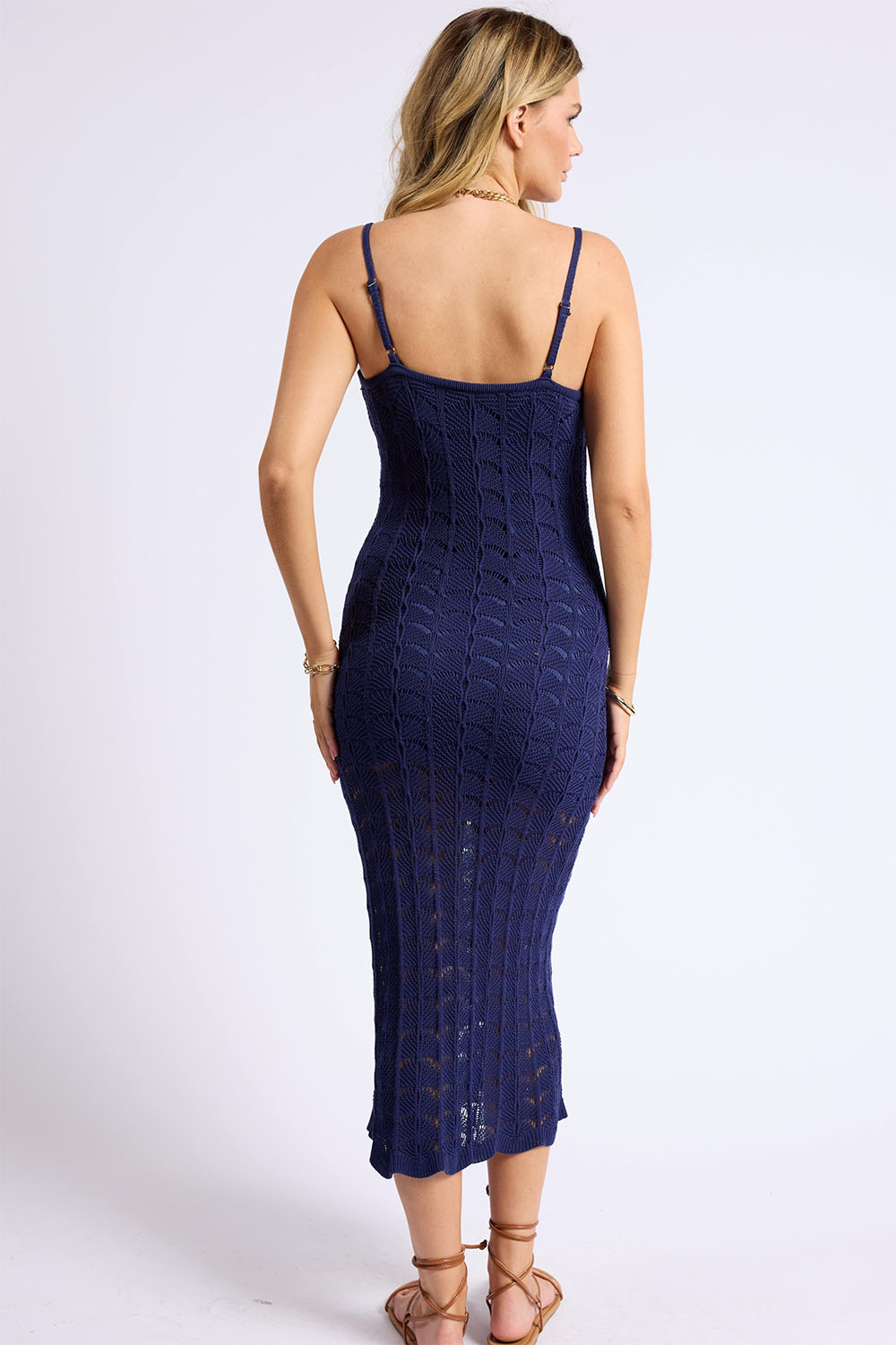 Sage the Label - Cappuccino Knit Midi Dress - Navy - Back