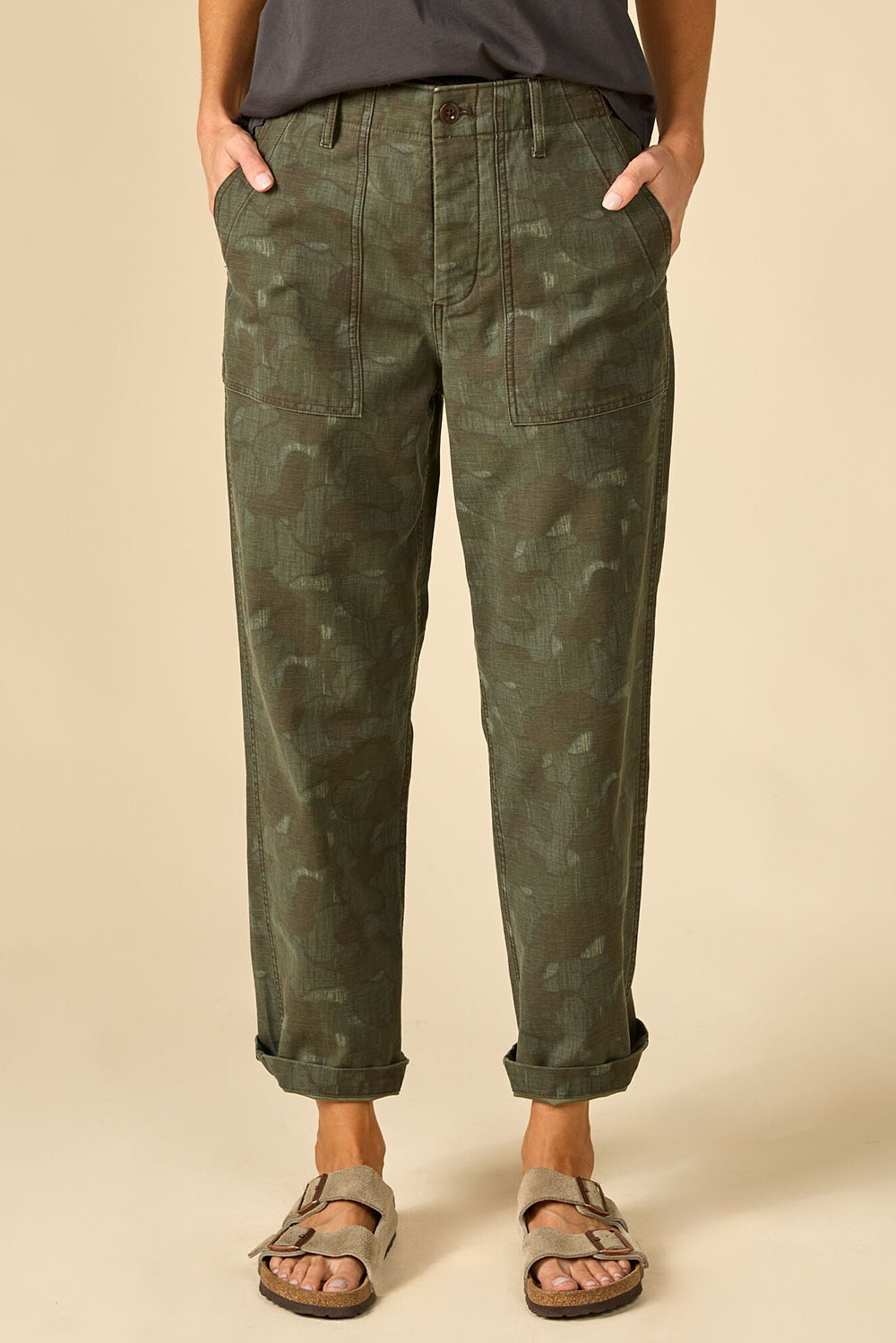 Outer Known Westbound Utility Pant in Beachwood Sea Camo — Front view