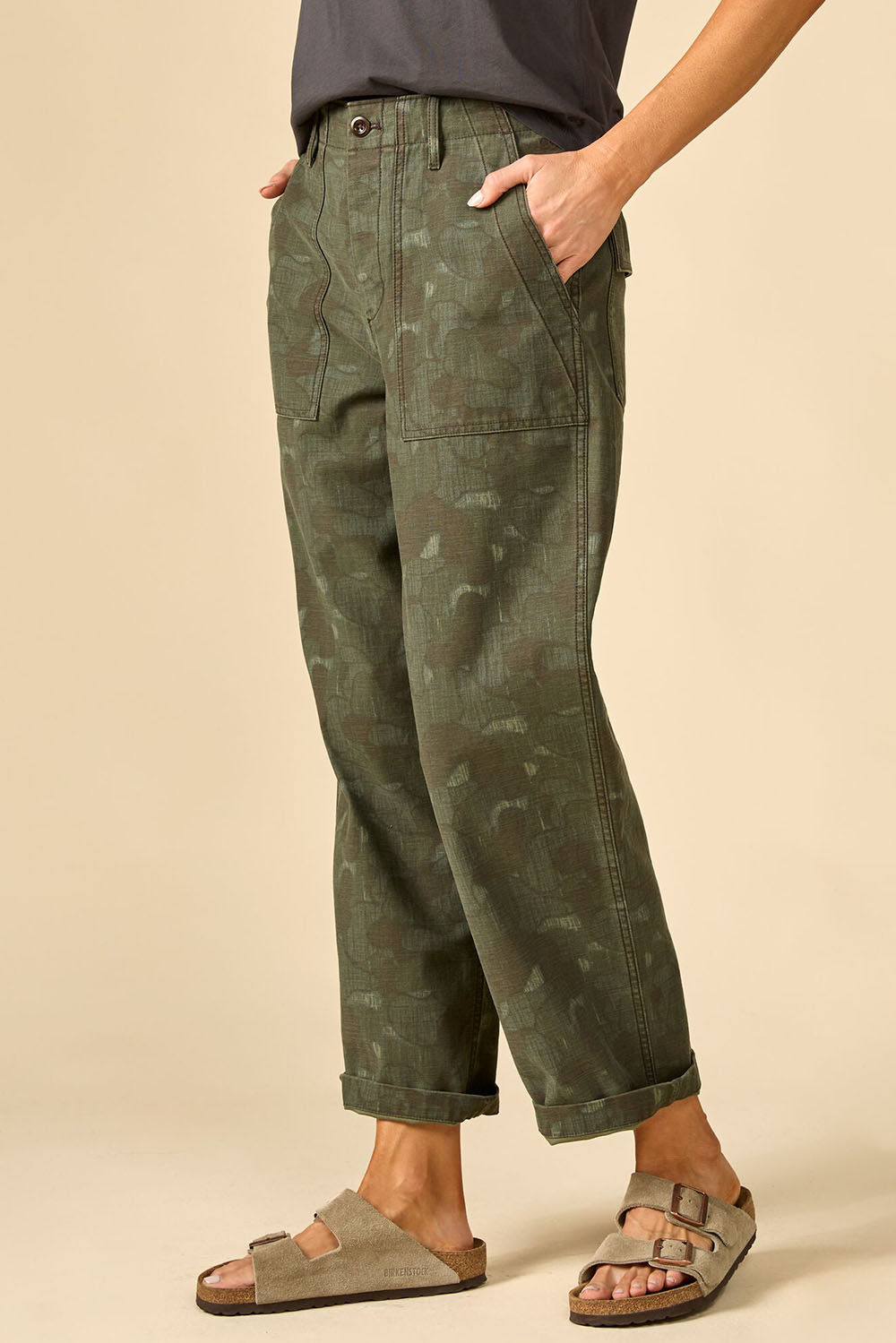 Outer Known Westbound Utility Pant in Beachwood Sea Camo — Side view