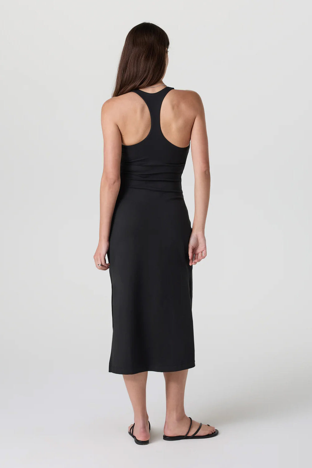 Vuori - Halo Racerback Dress  - Solid Black - Back