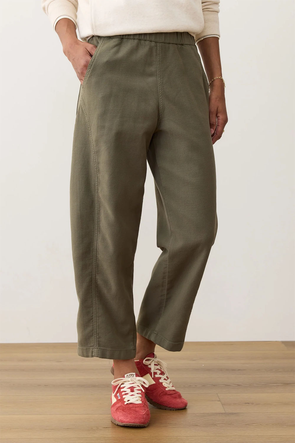 Marine Layer - Jessie Barrel Leg Pant - Dusty Olive - Profile