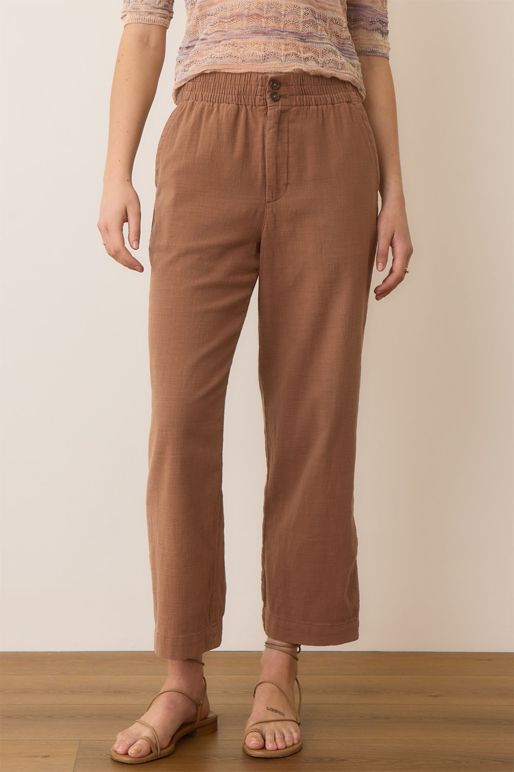 Marine Layer - Elle Crop Pant - Chocolate Malt - Front