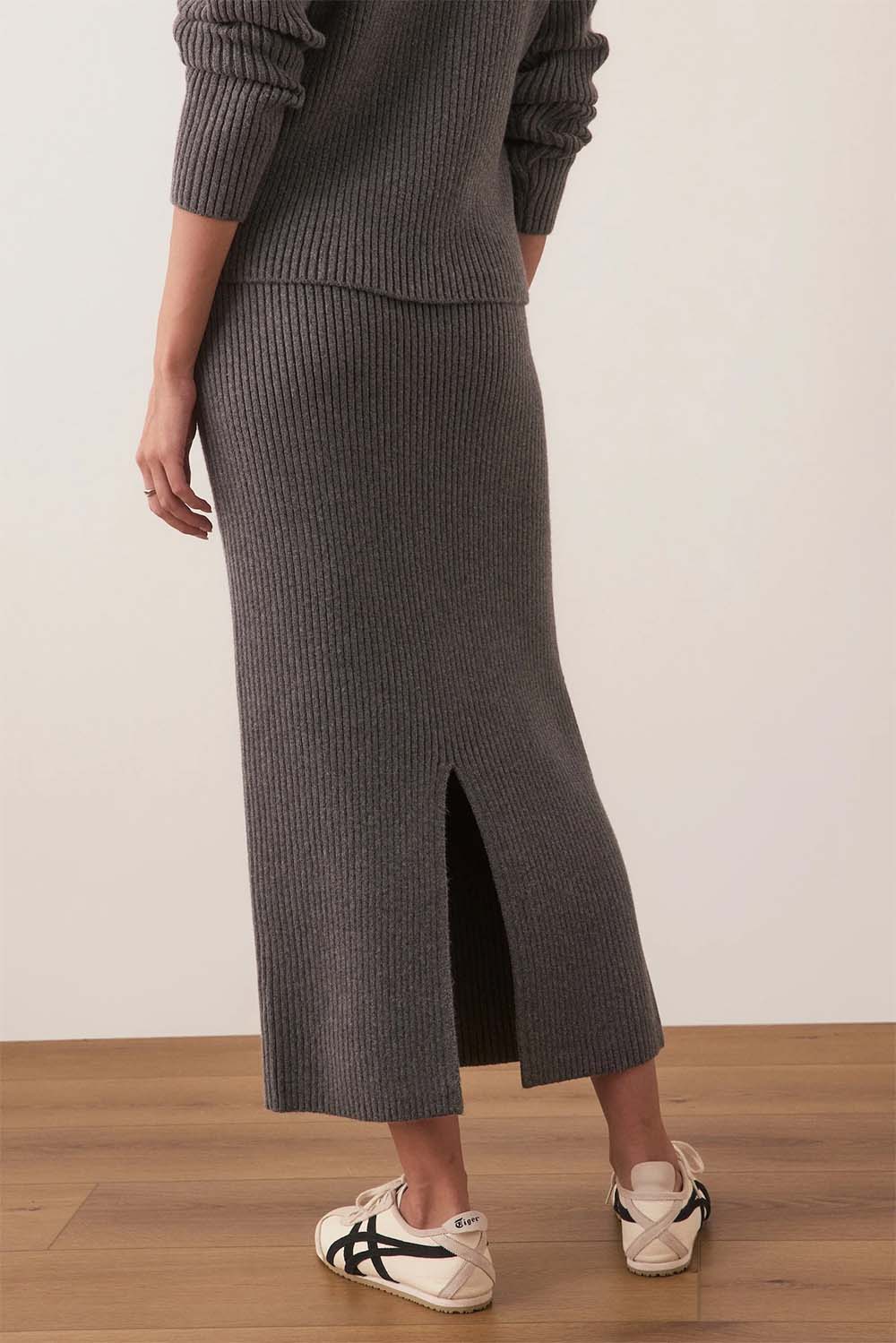 Marine Layer - Isla Sweater Skirt - Charcoal - Back