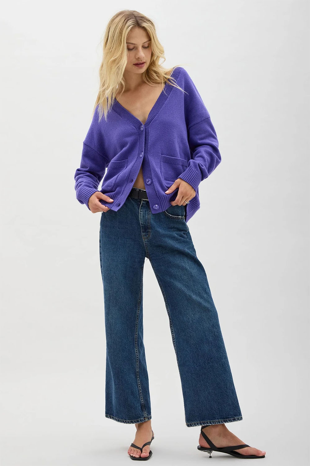 Richer Poorer - Alexa Lightweight Cardigan - Purple Pop