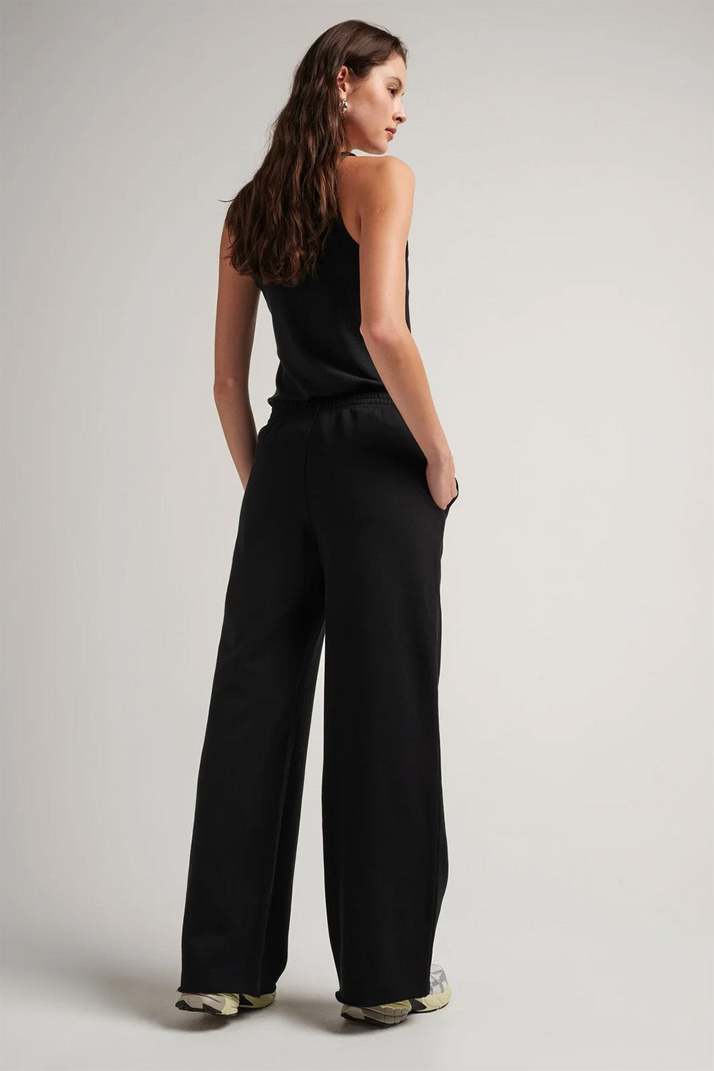 Richer Poorer - Recycled Fleece Wide Leg Pant - Black - Back
