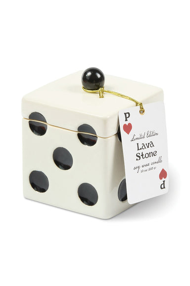 Paddywax Lucky Dice 10oz Candle in Lava Stone — Front view