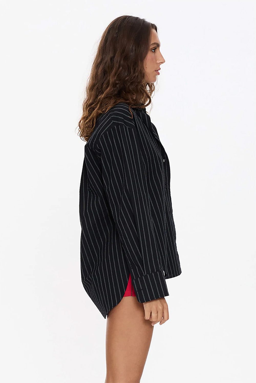 Thrills - Unwind Stripe Oversized Shirt - Black - Side