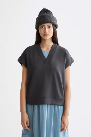 Scotch & Soda - V Neck Sleeveless Modal Sweatshirt - Charcoal Art - Front