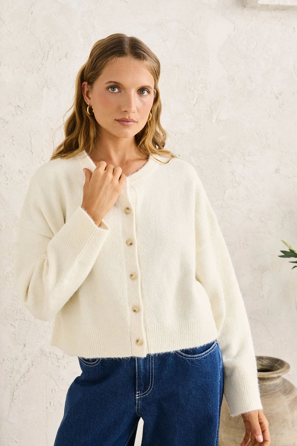 rhythm estelle fluffy crew neck cream front