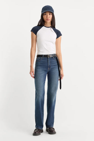 Good American - Soft Tech True Straight Jeans - Lyric - Front