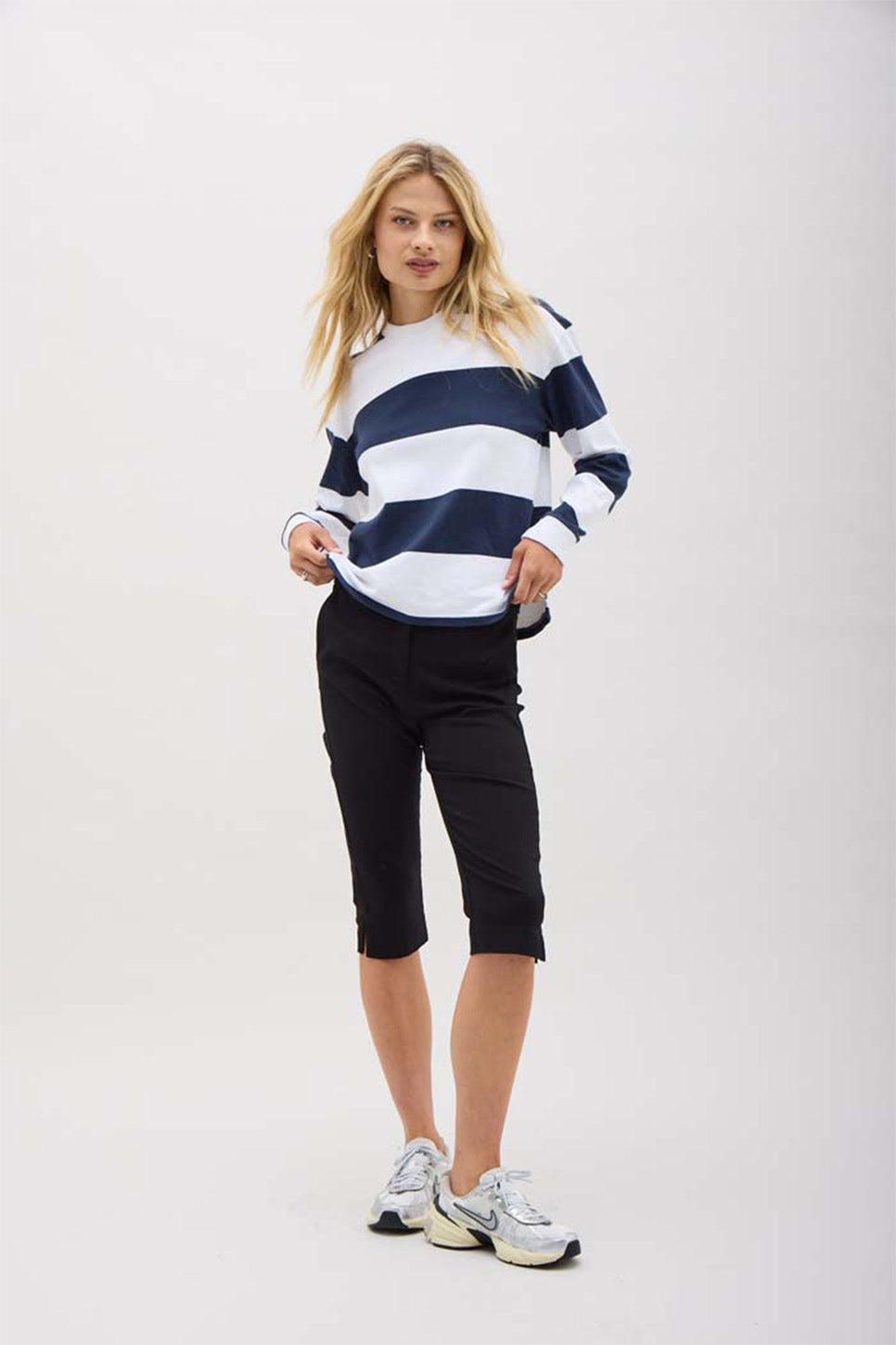 Richer Poorer - Beefy Stripe Cotton Pullover - Blue Nights