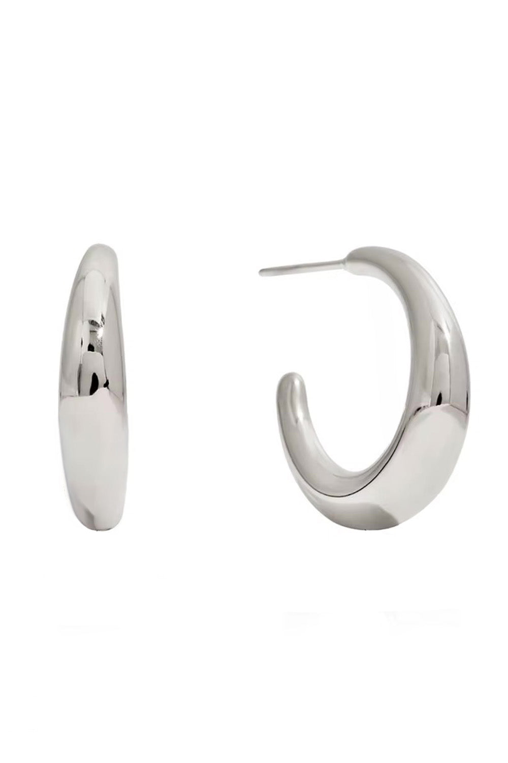 Pearl of the West Celia Hoops in Stainless Steel — Product view