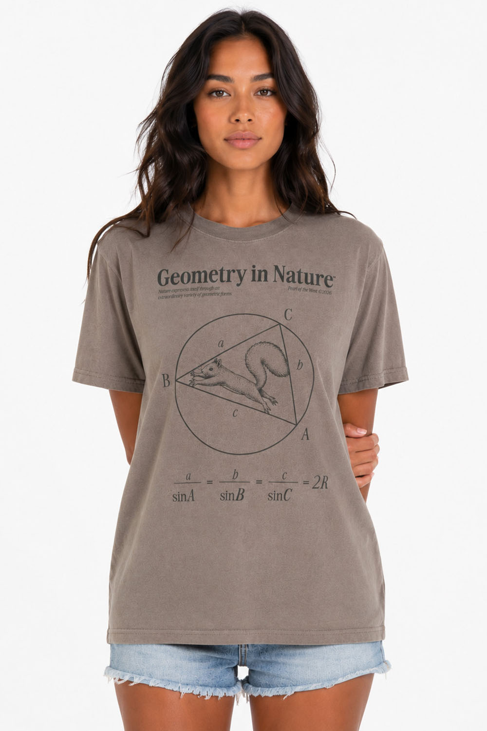 Pearl of the West Geometry Tee in Faded Grey — Front view