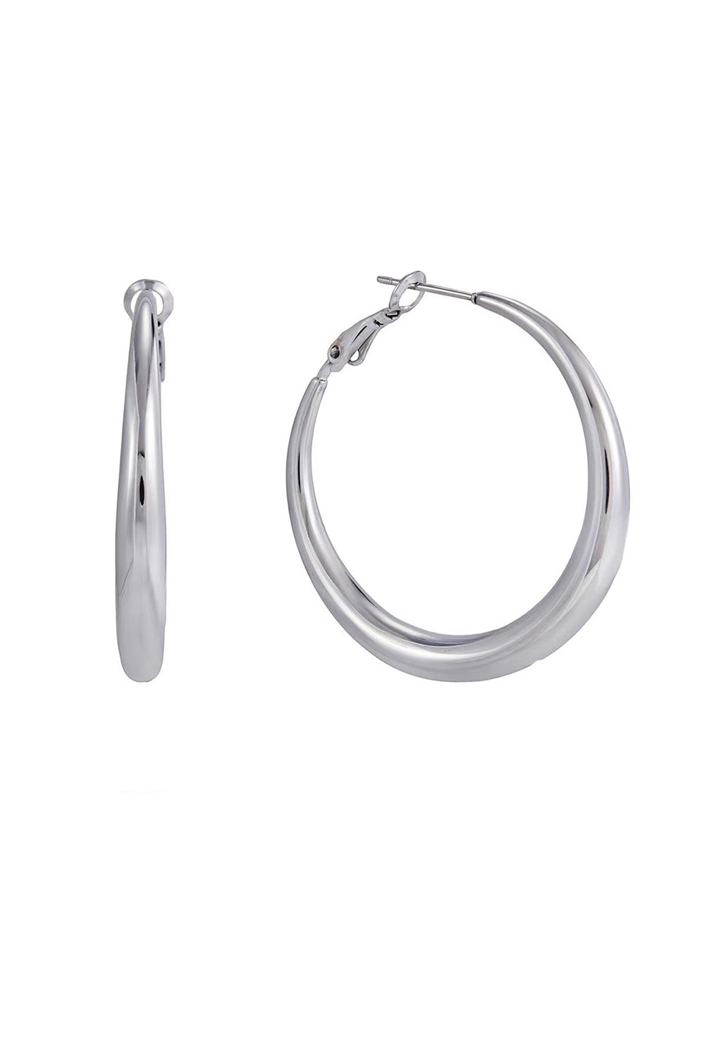 Pearl of the West Lo Hoops in Stainless Steel — Product view