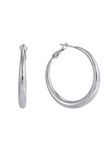 Pearl of the West Lo Hoops in Stainless Steel — Product view