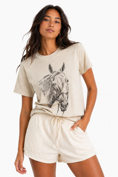 Pearl of the West Long Days Tee in Faded Bone — Front view