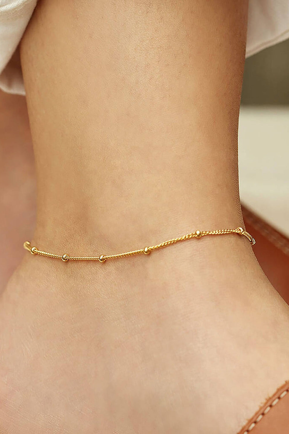 Pearl of the West Mina Anklet — Worn view