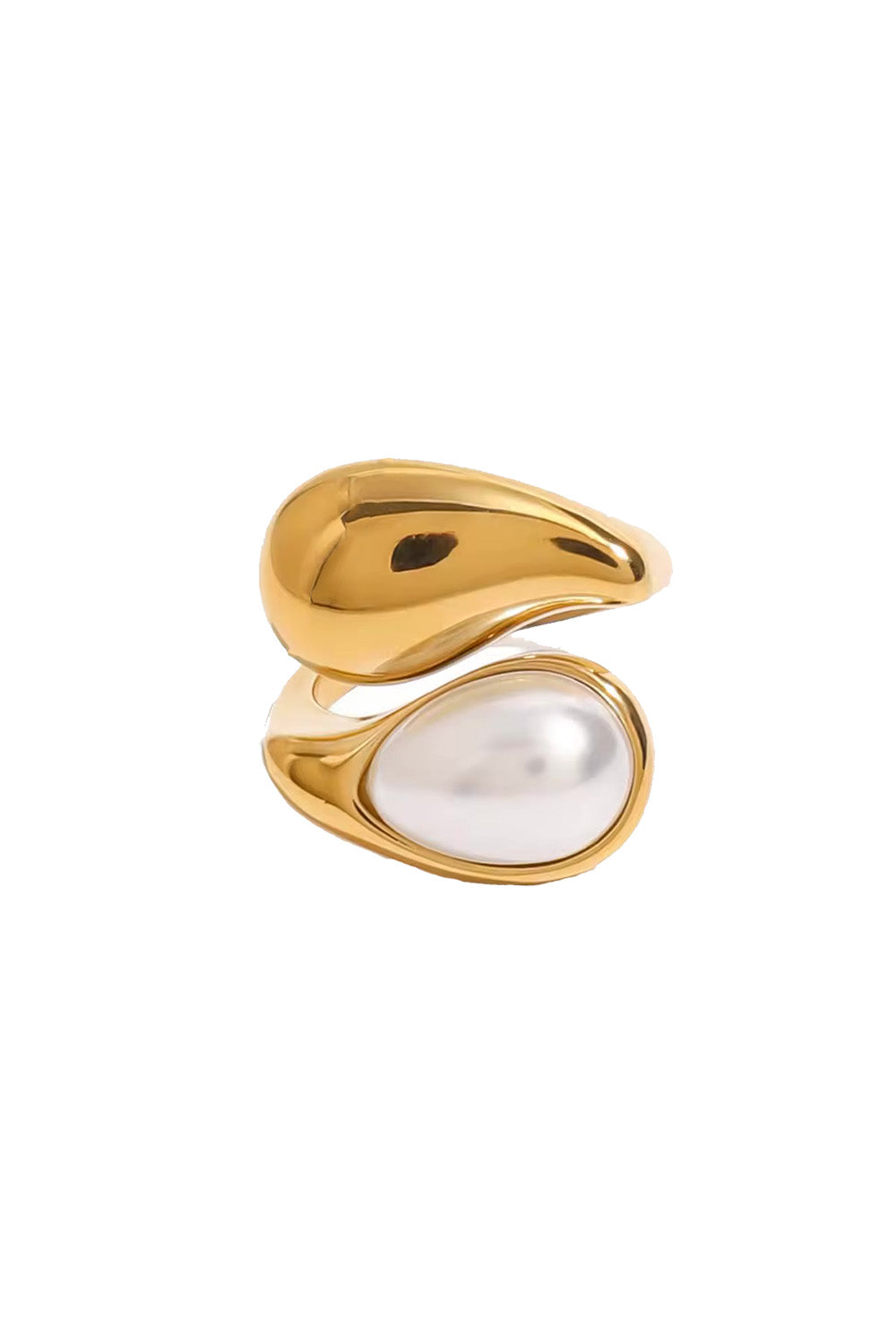 Pearl of the West Stone Crossed Ring in White — Product view