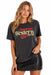 Pearl of the West Western Radio Tee in Faded Black — Front view