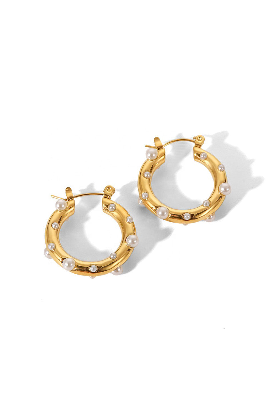 Pearl of the West - BUBBLE HOOPS 18K GP SS