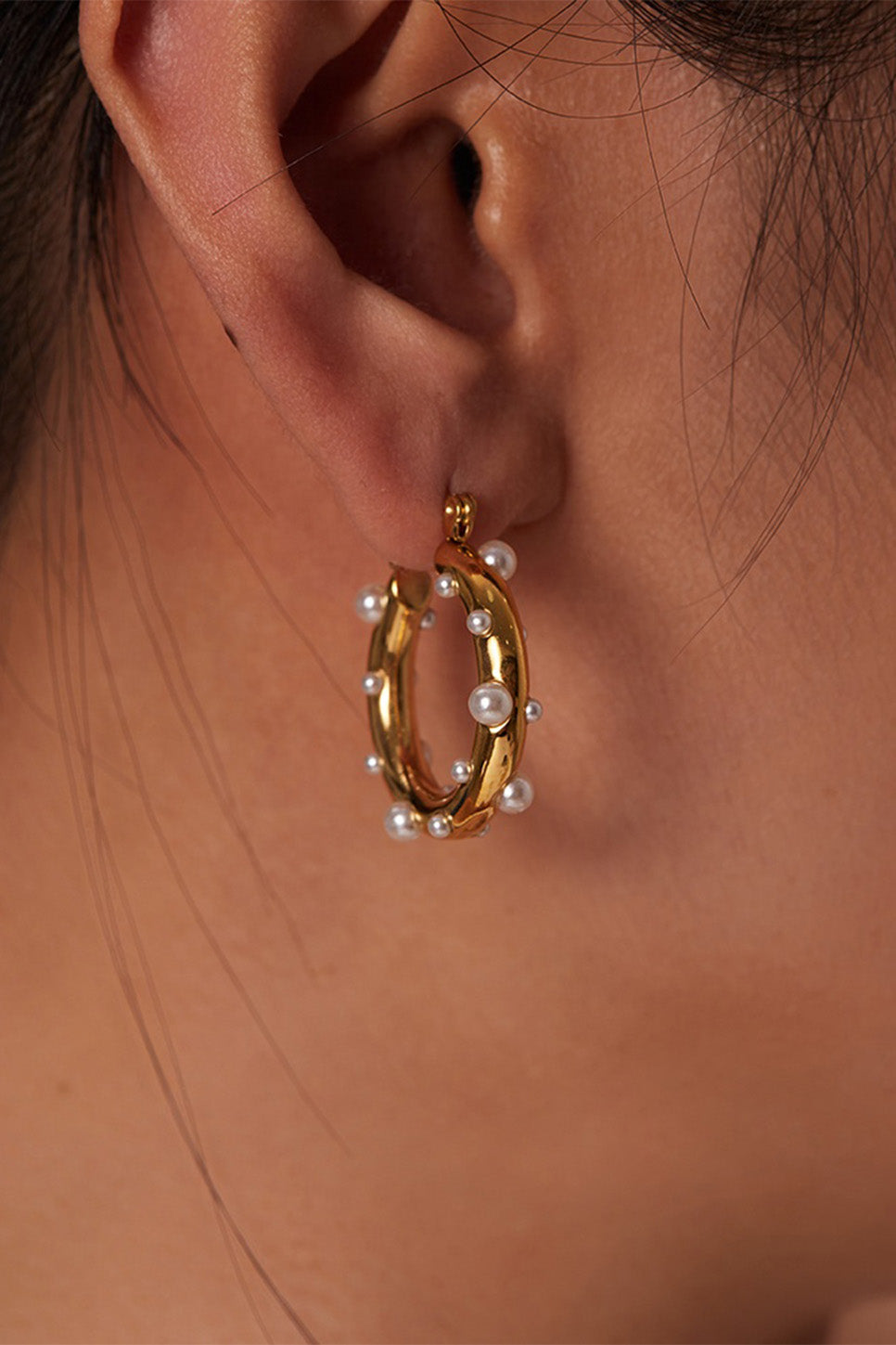Pearl of the West - BUBBLE HOOPS 18K GP SS - Model