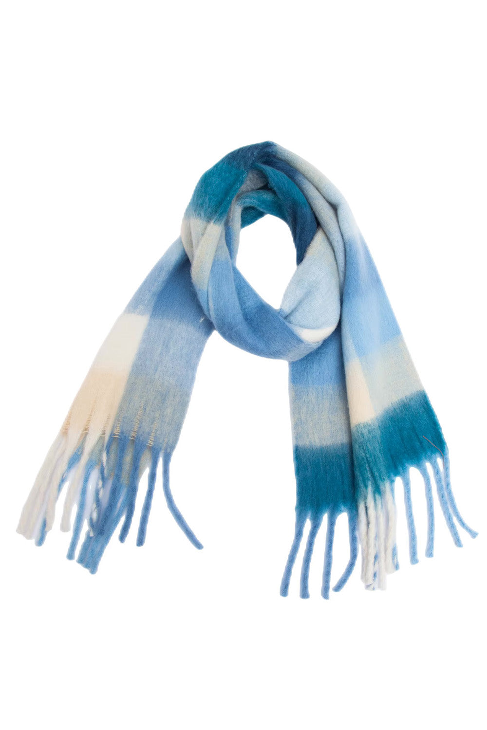 Pearl of the West - Long Plaid Scarf - Azure