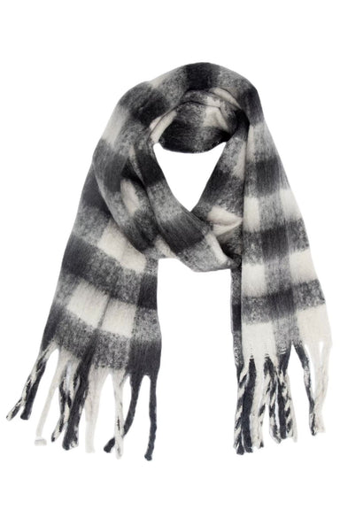 Pearl of the West - Long Plaid Scarf - Black/White