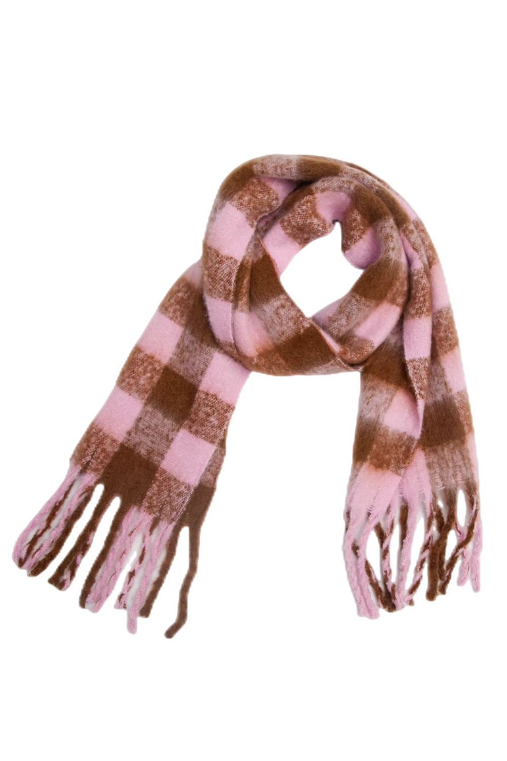 Pearl of the West - Long Plaid Scarf - Dusty Rose
