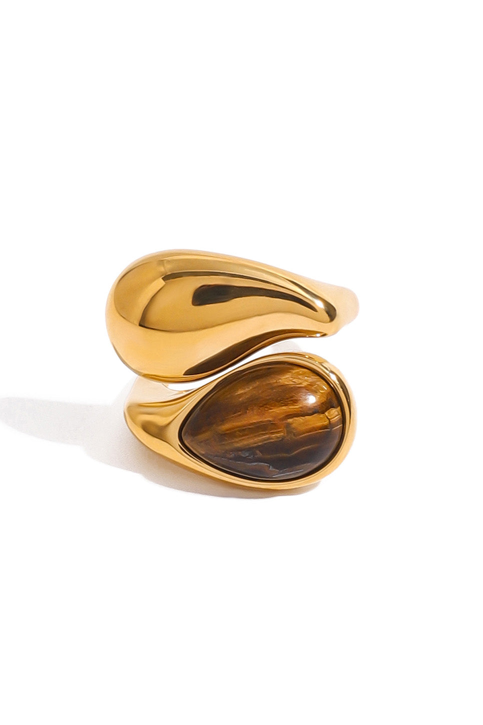 Pearl of the West - STONE CROSSED RING 18K GP SS