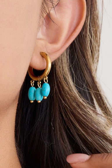 Pearl of the West - TRIPLE TURQUOISE EARRING 18K GP SS - Model