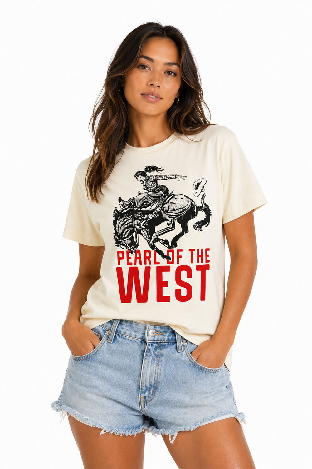 pearl of the west west tee ecru