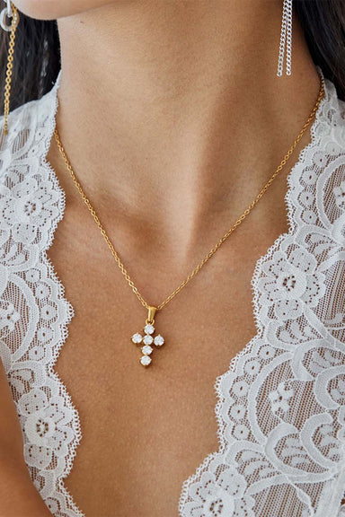 pearl of the west zircon cross necklace model