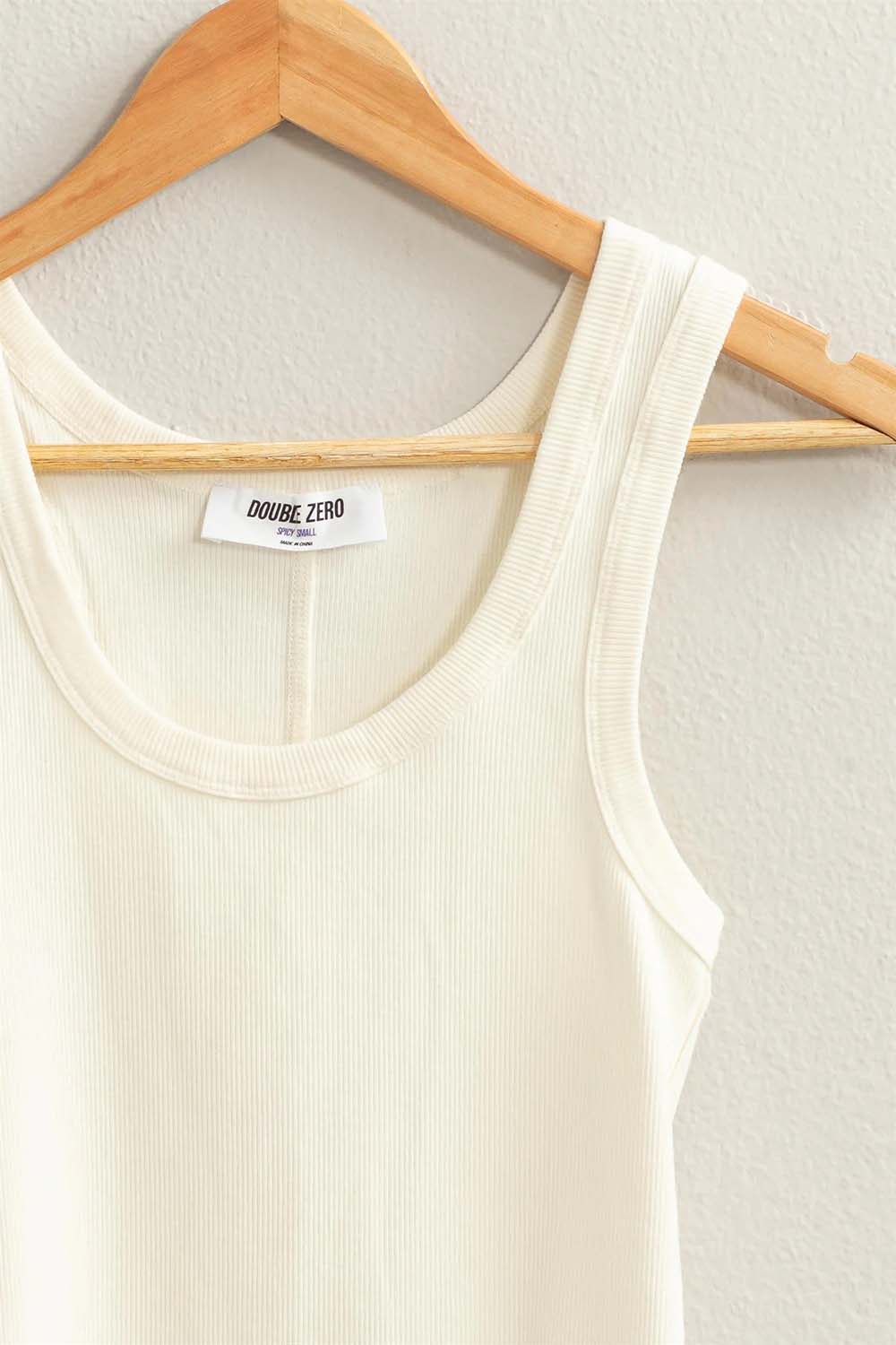 Double Zero - Timeless Threads Acid Washed Tank Top - Cream - Detail