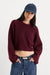 Good American The Chunky Knit Sweater in Berry Noir — Front view