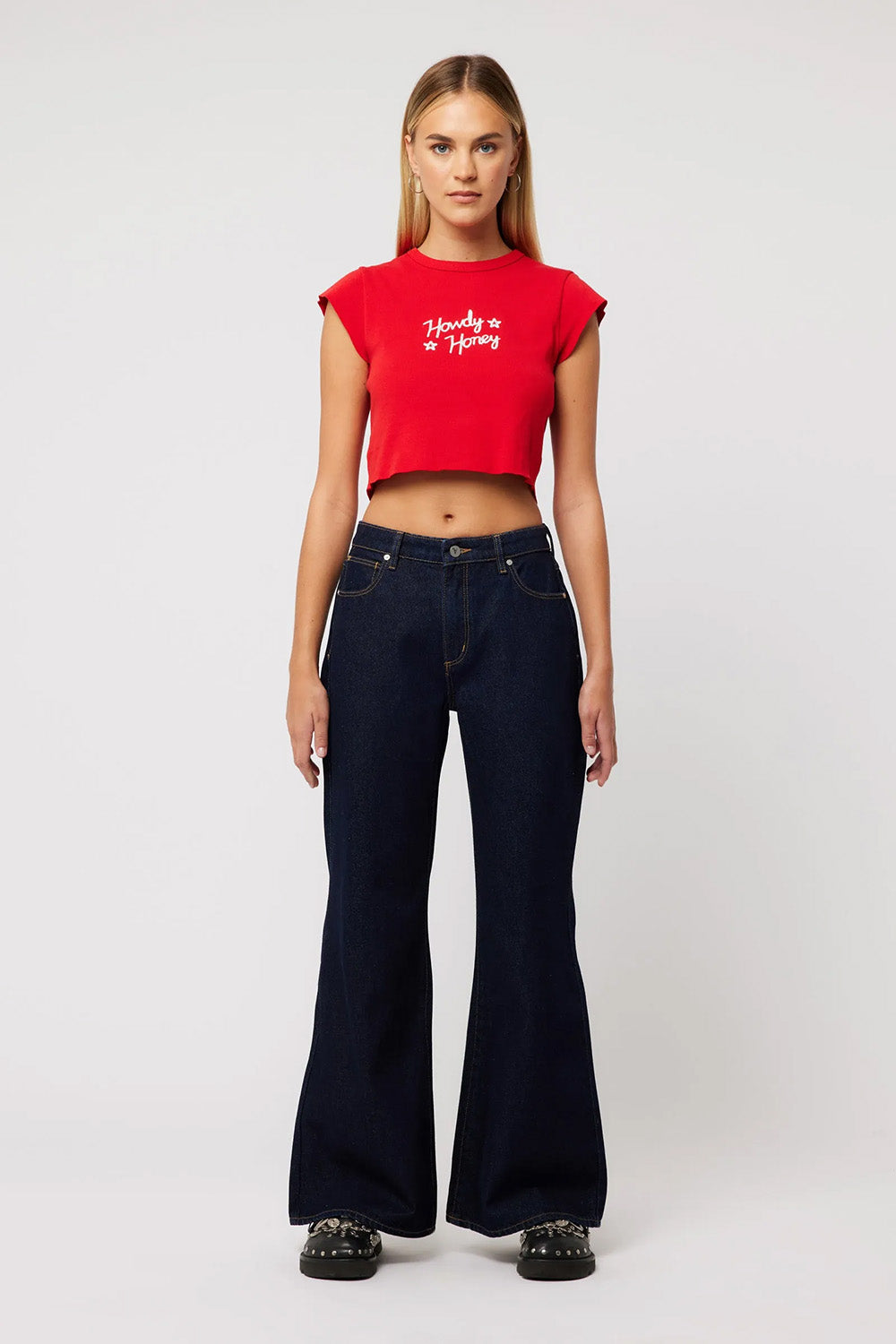 Abrand - A 90s Rib Cut Off Tee - Red - Front