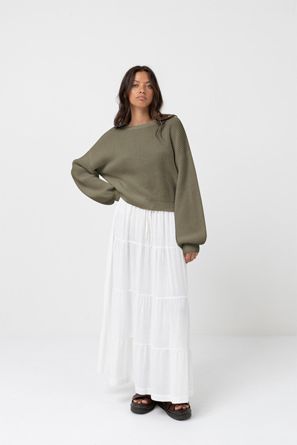 Rhythm - Classic Knit Jumper- Olive