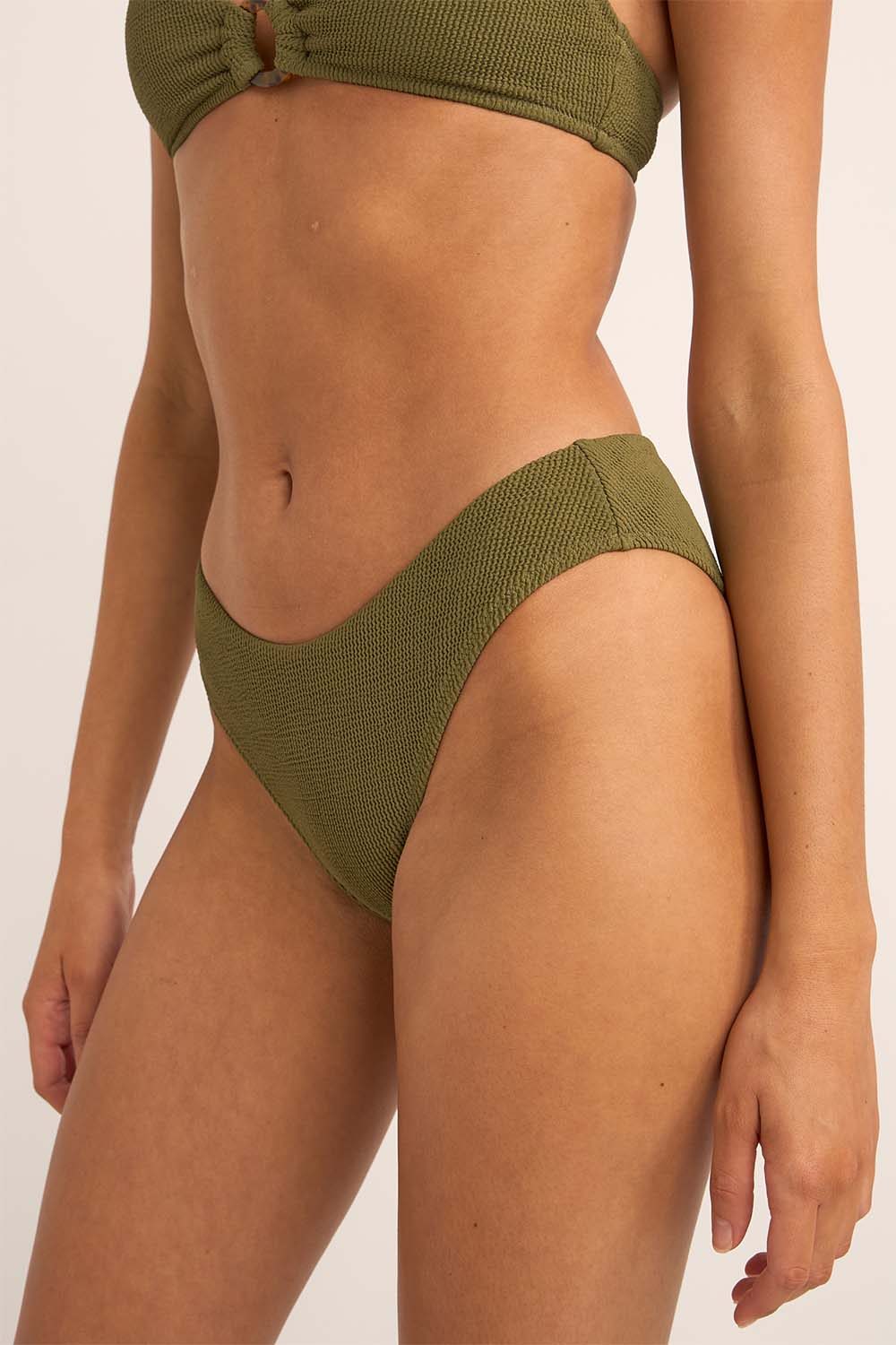 Rhythm - Isla Rib Holiday Pant - Ivy - Side