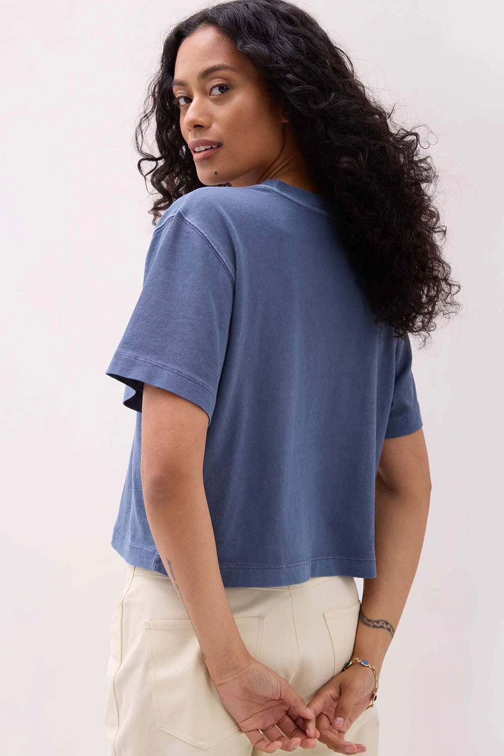 Richer Poorer - Relaxed SS Crop - Vintage Indigo - Back