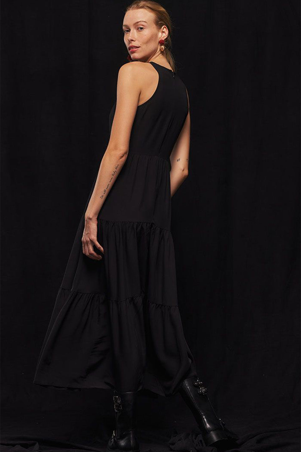 Richer Poorer - Tiered Maxi Dress - Black - Back