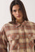 Brixton - Bowery Crop Overshirt - Soft Tan Window Plaid - Detail