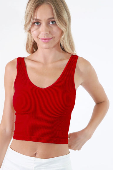 Niki Biki - Reversible Ribbed Crop Top - Red
