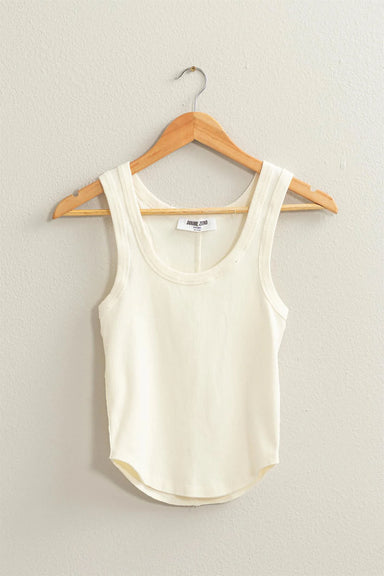 Double Zero - Timeless Threads Acid Washed Tank Top - Cream - Front