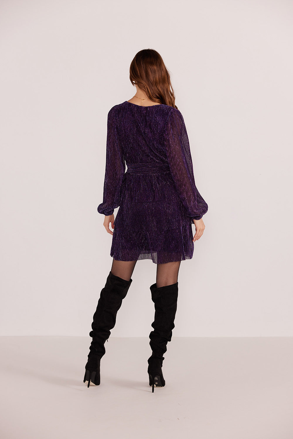 MinkPink - Enya Mini Dress - Purple Sparkle - Back
