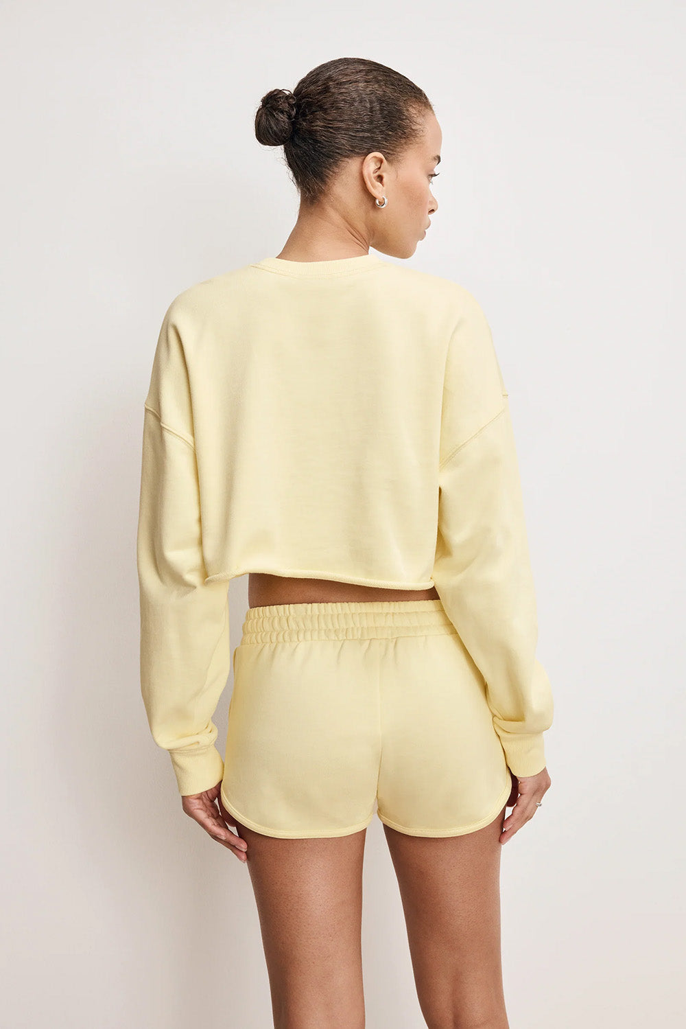 Good American - Terry Cropped Crewneck - Light Ray - Back
