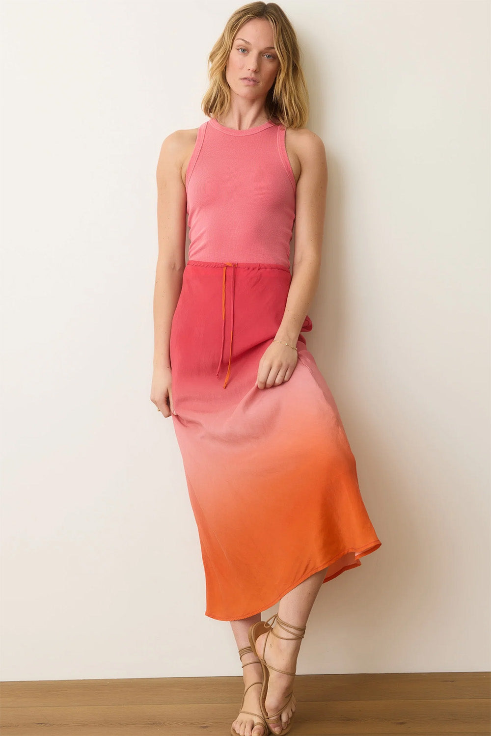 Marine Layer - LEXI RIB SUN-IN HIGH NECK CROP TANK - Hibiscus