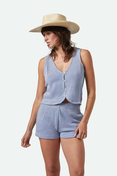 Brixton - Weekend Cross Loop Terry Top - Off White/Electric Indigo - Front
